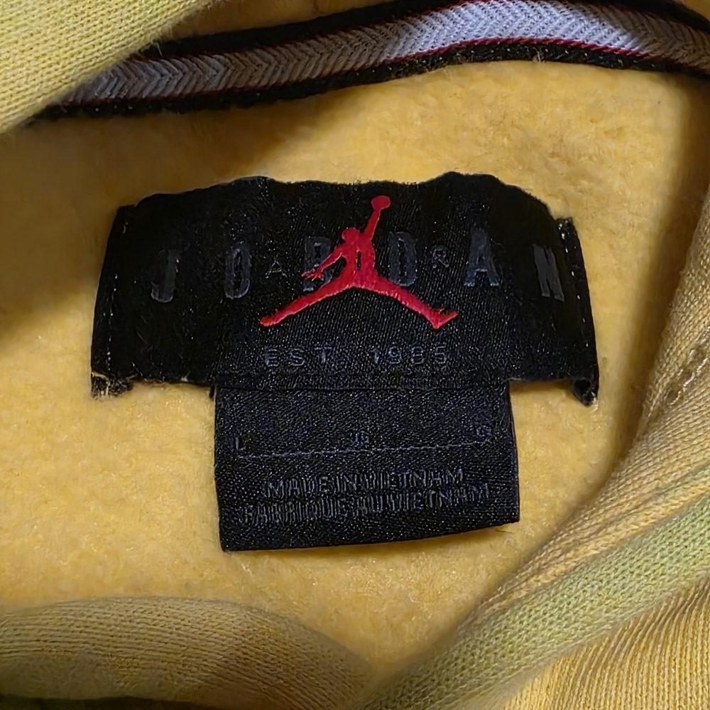 JORDAN NIKE Yellow/Blue Tye Die Men's Hoodie Sz Large - Picture 2 of 5